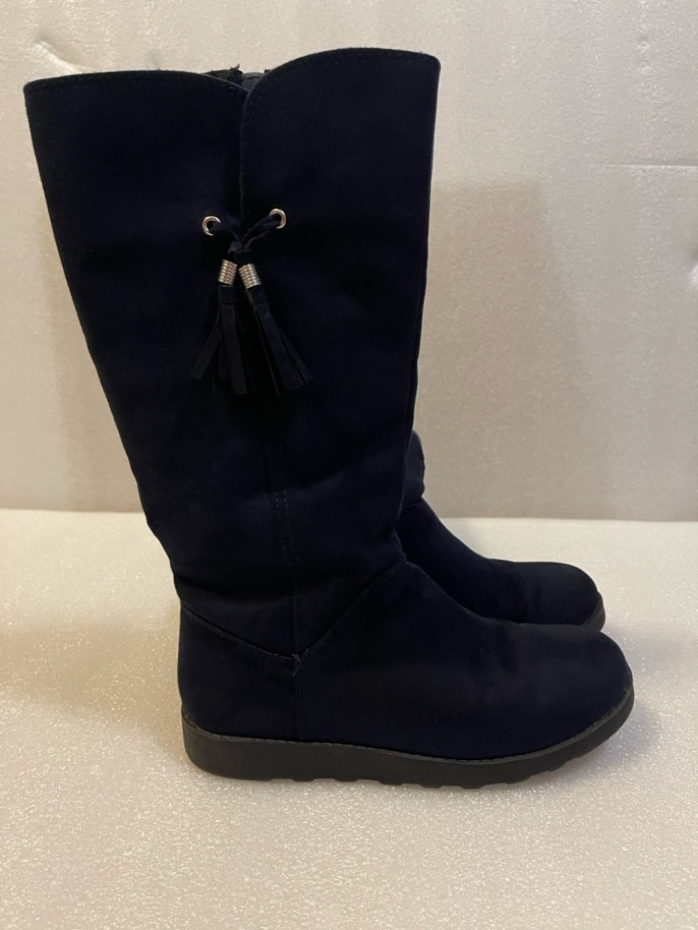 Big Girls Dark Navy Tall Suede Boots